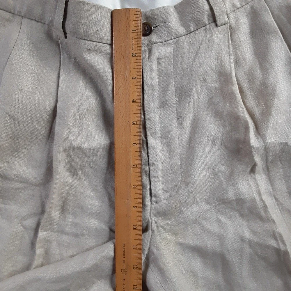 Brooks Brothers 346 Mens 34 Linen Pleated Shorts Beige Oatmeal Classic